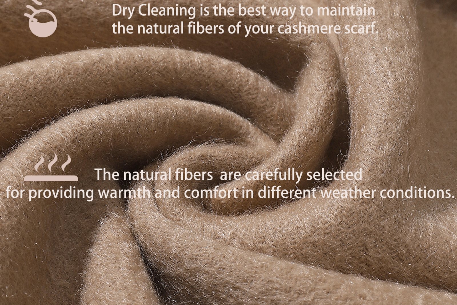 Close-up of a folded camel cashmere textile